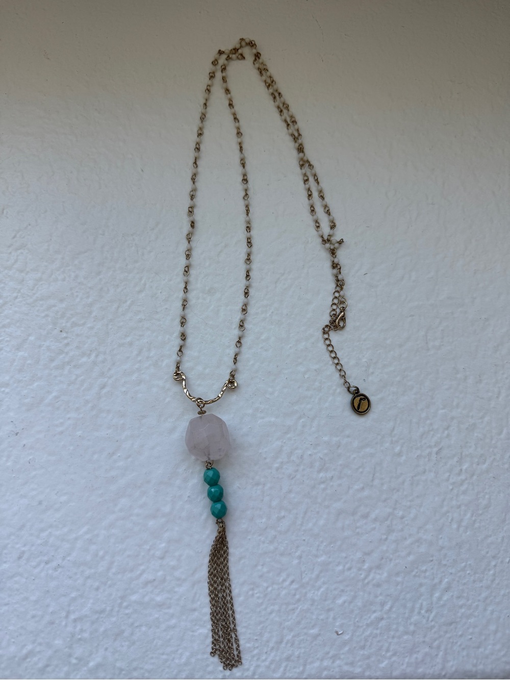 Pastel beaded tassel necklace